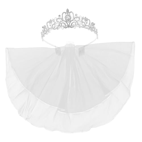 POPETPOP Strass Tiara Für Hochzeit Mit Schleier Funkelnde Krone Als Frisurenschmuck Für Braut Partyaccessoires Für Frauen Geburtstagskronen Feenkronen Für Verschiedene Anlässe von POPETPOP