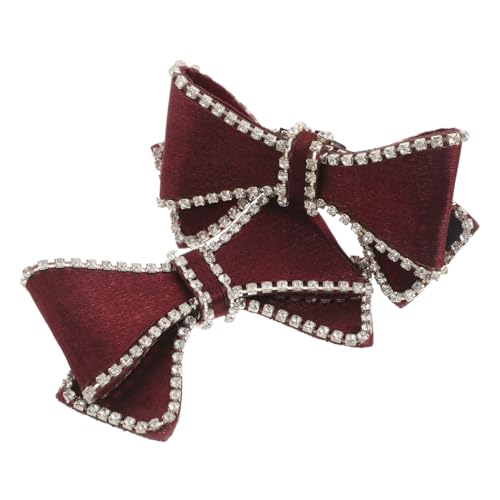 POPETPOP Strasssteine Schleifen Schuhclips Abnehmbare Schuhschnallen Damen Schuhschmuck für High Heels Elegant Weinrot Charm Zubehör von POPETPOP