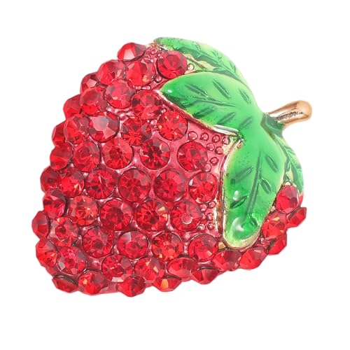 POPETPOP Strawberry Brosche Anstecknadel mit Strass Leichte Obst Brosche aus Eleganter Schmuck für Frauen Vielseitiges Accessoire für Kleidung bei Valentinstag Party Hochzeit von POPETPOP