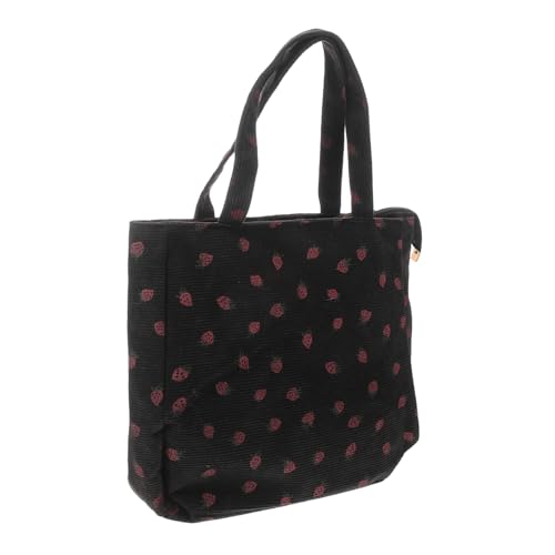 POPETPOP Strawberry Print Schultertasche Große Kapazität Handtasche Damen Leichte Stofftasche Vielseitige Tote Bag Für Einkaufen Schule Alltag von POPETPOP