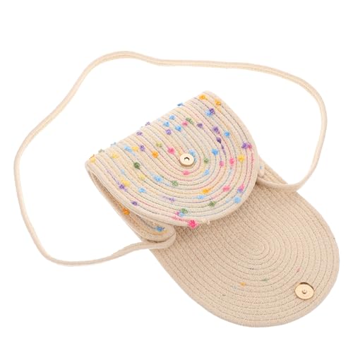 POPETPOP Strohtasche Damen Kleine Handtasche Boho Crossbody Umhängetasche Verstellbar Leicht Baumwollseil Sommer Strandtasche Urlaub Chic von POPETPOP