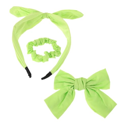 POPETPOP Teiliges Haarschmuck Set für Mädchen Grüner Schleifen Haargummi Weiches Haarband und Haarklammer Komfortables Haarzubehör für Alltag Party und Reise Modischer Kopfschmuck von POPETPOP