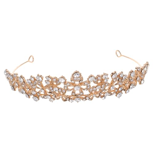 POPETPOP Tiara Braut Krone mit Funkelnden Strasssteinen Goldene Hochzeit Haarschmuck für Damen Prinzessin Diadem für Formelle Anlässe und Meerjungfrau Partys von POPETPOP