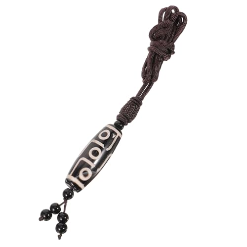 POPETPOP Tibetischer Dzi Perlen Anhänger Halskette Ethnischer Buddhistischer Schutzamulet Schmuck Für Damen Alltag und Festliche Anlässe Schwarz von POPETPOP