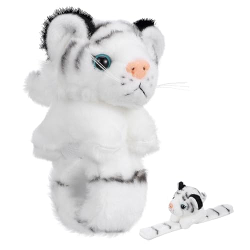 POPETPOP Tier Snap Armbänder Slap Bänder für Kindergeburtstag Thema Party Weißer Tiger für Mitgebsel und Feste von POPETPOP