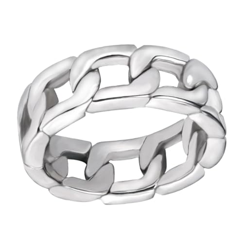 POPETPOP Titan Edelstahl Ring Herren Kettenglied Design Curb link Ring Modisch Robust Alltagspartys Geschenk von POPETPOP