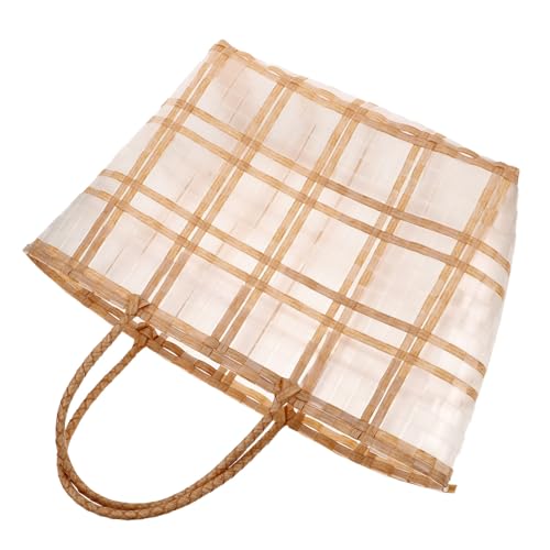 POPETPOP Transparente Gewebte Strandtasche Damen Große Sommer Handtasche Boho Shopper für Strand Reisen Outdoor Vielseitige Badetasche Durchsichtig Modisch von POPETPOP