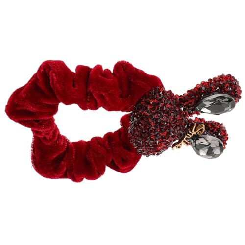 POPETPOP Velours Haarband mit Funkelnden Strasssteinen Elastischer Haarbinder im Chinesischen Stil Weicher Haarschmuck für Dickes Haar Modisches Damen Accessoire Haargummi und Armband in von POPETPOP