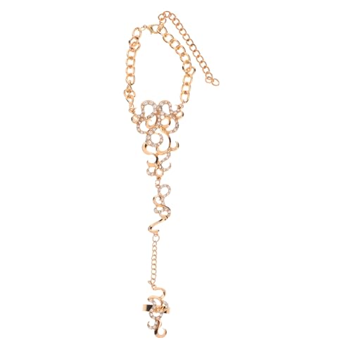 POPETPOP Vergoldete Fußkette mit Zehenring Filigrane Hohlblumige Fußkettchen im Boho Stil Modische Sandalenkette für Damen und Mädchen Eleganter Sommerschmuck für Strand und Alltag von POPETPOP