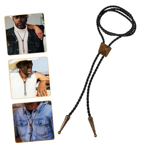 POPETPOP Verstellbare Bolo Krawatte aus Lederseil mit Robustem Metallanhänger Western Stil Hemdschmuck für Herren und Damen Einstellbare Halskette für Alltag und Fest von POPETPOP