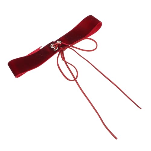 POPETPOP Verstellbare Samt Bowknot Choker Kette aus Langlebigem Zinklegierung Schmuck für Frauen Boho Stil für Partys Hochzeiten und Besondere Anlässe in Weinrot von POPETPOP