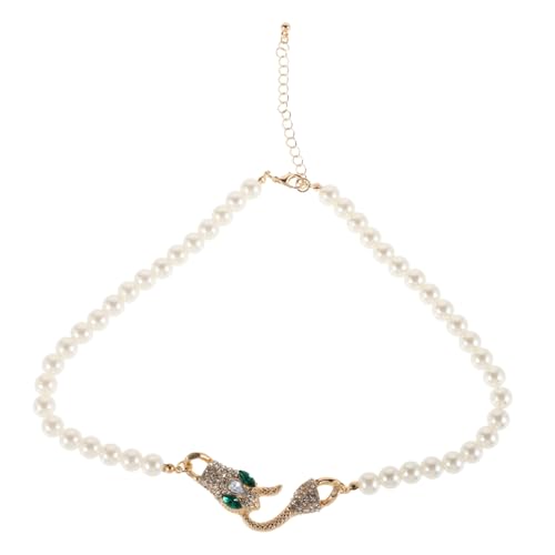 POPETPOP Verstellbare Schlangen Halskette Damen mit Imitationsperlen Clavicle Kette Leicht und Komfortabel Modischer Schmuck für Alltag Party und Date von POPETPOP