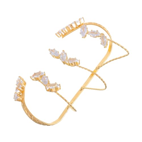 POPETPOP Verstellbarer Armreif Damen mit Zirkonia Blattdesign Offener Cuff Armreif aus Langlebigem Material Modisches Accessoire für Frauen Eleganter Schmuck für Alltag und Besondere von POPETPOP
