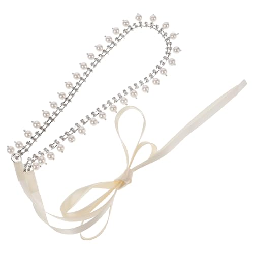 POPETPOP Verstellbarer Braut Taillengürtel mit Imitationsperlen und Strass Silberfarbene Hüftkette für Damen Leichtes Modisches Schmuckaccessoire zur Hochzeitskleidung von POPETPOP
