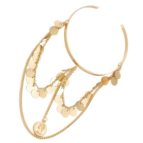 POPETPOP Verstellbarer Damen Armreif aus Metall Kettenarmband Oberarm Schmuck Boho Stil Offenes Design Leichtes Armband für Hochzeit Geburtstag Valentinstag von POPETPOP