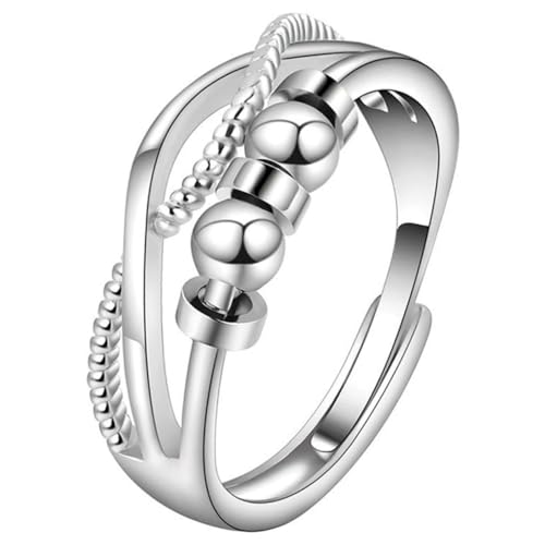 POPETPOP Verstellbarer Damenring mit Offenem Design Dreilagiger Wickelring aus Robustem Kupfer Vintage Stil Stapelbar Eleganter Modeschmuck für Frauen und Vielseitige Anlässe von POPETPOP