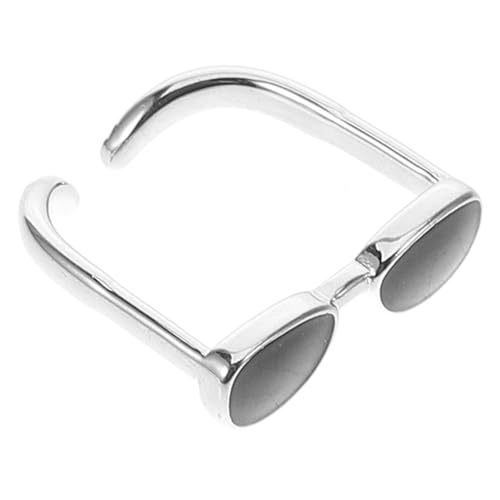 POPETPOP Verstellbarer Eyeglass Ring mit Offenem Design Kreativer Schmuck für Modischer Alloy Fingerring Eleganter Süßer Brillenring in Schwarz Einzigartiges Accessoire für Alltag und von POPETPOP