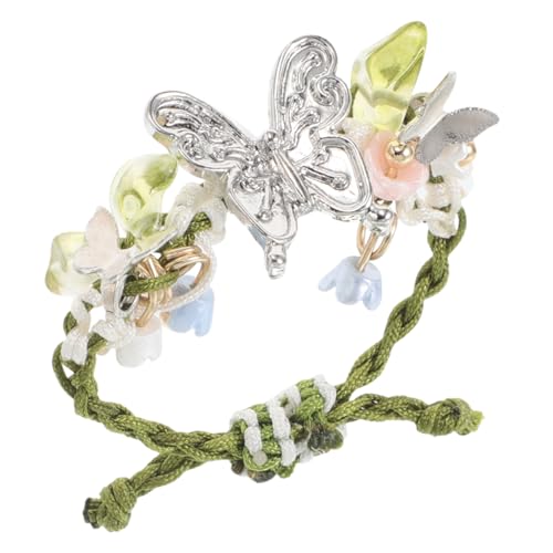 POPETPOP Verstellbarer Grüner Fadenring mit Schmetterlings und Blumenmotiv Eleganter Hautfreundlicher Schmuck für Damen Komfortabel und Langlebig Traditionell Moderner Stil von POPETPOP