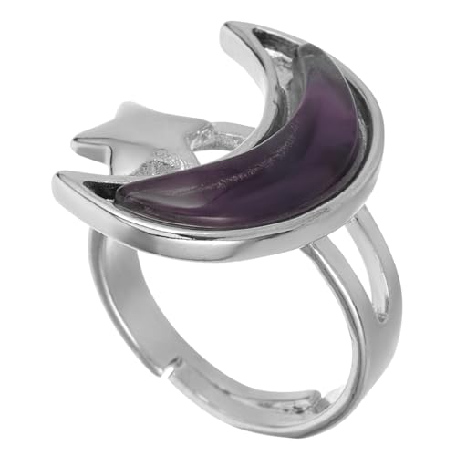 POPETPOP Verstellbarer Mond und Sternring aus Paarring für Damen und Herren Stimmungsabhängig Offener Ring Romantisches zu Geburtstagen und Jubiläen Sonne Mond Schmuck von POPETPOP