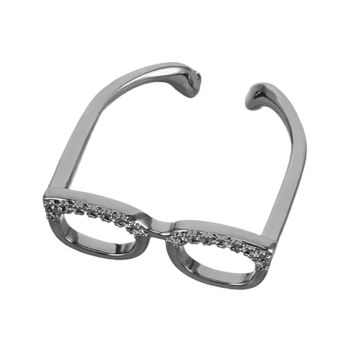 POPETPOP Verstellbarer Offener Brillenring aus Kupfer für Damen Kreativer Statement Ring mit Retro Persönlichkeit Modisches Schmuckstück für Indexfinger Langlebiger Couple Eyeglasses Ring von POPETPOP