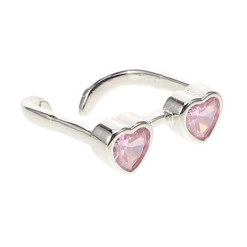 POPETPOP Verstellbarer Pinker Herz Fingerring aus Legierung Modischer Eyeglasses Schmuck für Kreativer Offener Zeigefingerring mit Süßem Design Eleganter und Luxuriöser Ring von POPETPOP