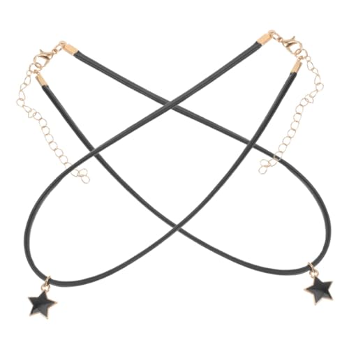 POPETPOP Halskette Für Damen Verstellbarer Choker Mit Stern-anhänger Gothic-punk-schmuck Schwarz Modisches Accessoire Für Party Und Alltag von POPETPOP