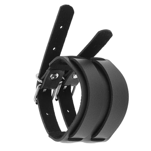 POPETPOP Verstellbares Breites Lederarmband mit Doppelter Schnalle für Herren und Damen Modischer Punk Style Komfortabel Anpassbar Vielseitiges Accessoire für Alltag Party und Performance von POPETPOP