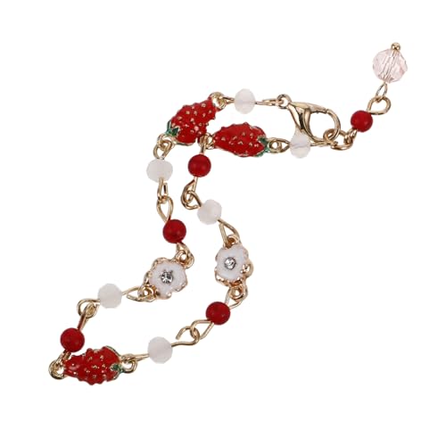 POPETPOP Verstellbares Erdbeer Perlenarmband mit Handgefertigtem Fruchtanhänger Eleganter Schmuck für Frauen und Mädchen Modisches Design Polierte Handwerkskunst von POPETPOP