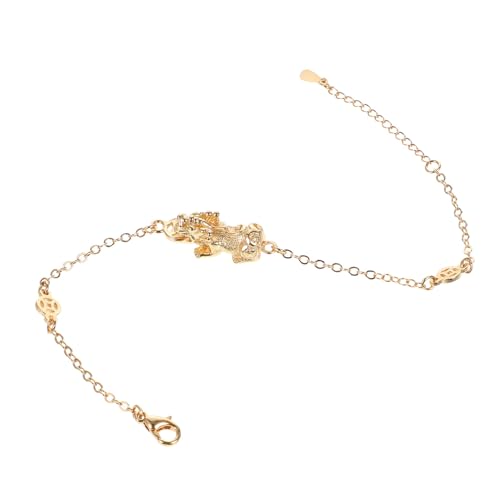 POPETPOP Verstellbares Feng Shui Armband Goldplattiert Pi Yao Glücksbringer Schmuck Unisex Einstellbare Kette Wohlstand Geschenk für Damen und Herren Alltag von POPETPOP