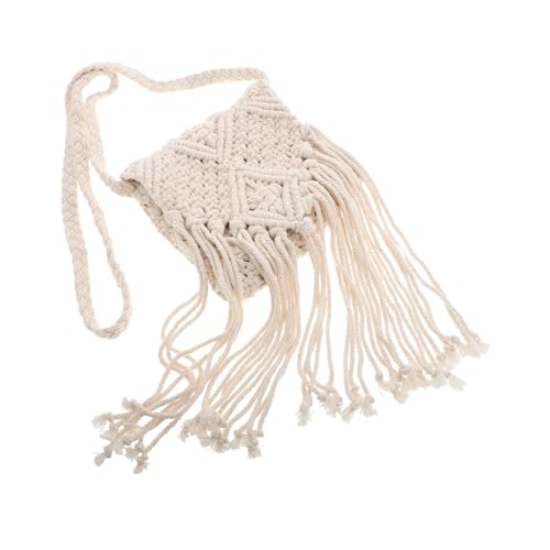POPETPOP Vintage Baumwoll Umhängetasche mit Quasten Weiche Robuste Ethno Schultertasche Großzügiges Fassungsvermögen als Crossbody Kleine Bestickte Geldbörse für Alltag und Freizeit von POPETPOP