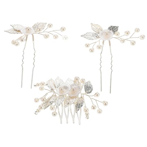 POPETPOP Vintage Brautschmuck Haarkamm mit Strass und Perlen Eleganter Haarschmuck für Hochzeit Party und Besondere Anlässe Handgefertigt Silberfarbene Haarnadeln für Damen und Mädchen von POPETPOP