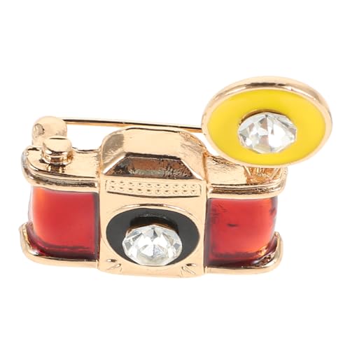 POPETPOP Vintage Brosche Kamera mit Emaille und Strass Modisches Abzeichen für Damen Eleganter Anstecker für Kleidung Hut und Weihnachtsoutfit Perfektes für Fotografie Fans von POPETPOP