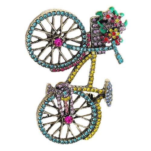 POPETPOP Vintage Fahrrad Brosche mit Strasssteinen Modische Anstecknadel für Damenkleidung Langlebiges Metall Dekorativer Pin für Jacken Taschen und Schals Elegant und Robust von POPETPOP