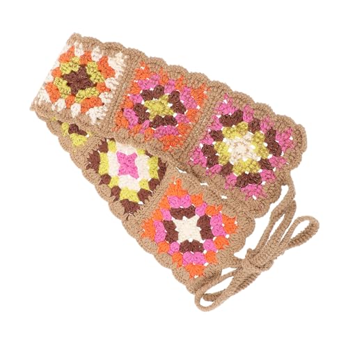 POPETPOP Vintage Gehäkeltes Haarband Damen Verstellbares Kopftuch Blume Haarschal Elastisch für Alltag Reise Party Frühling Sommer von POPETPOP