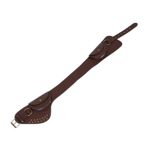 POPETPOP Vintage Gürteltasche Mini Rivet Studded Bauchtasche Unisex Retro Hüfttasche Punk Design für Damen und Herren Renaissance Festival Accessoire in Braun von POPETPOP