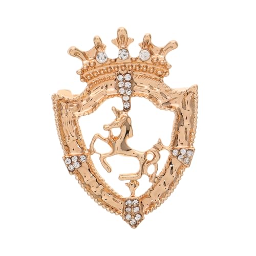 POPETPOP Vintage Herren Anstecknadel Kronenbrosche mit Pferdeemblem aus Langlebiger Zinklegierung Klassisch Elegant Modisches Accessoire für Anzug und Revers Geeignet für Formelle Anlässe von POPETPOP