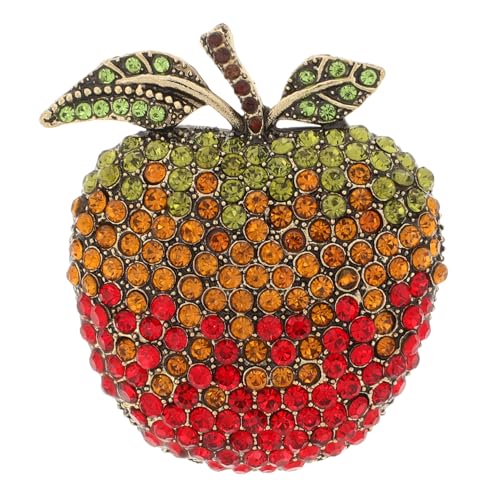 POPETPOP Vintage Kristallbrosche Damen Anstecknadel mit Farbigen Strasssteinen Langlebige Rote und Grüne Apfel Brosche im Retro Stil Ausgefallenes Schmuckaccessoire für Pullover Kleider von POPETPOP