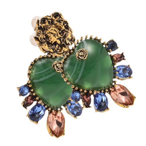 POPETPOP Vintage Ohrhänger Damen Grün Wassserfall Design Handmade Schmuck Freundin Retro Herzform Ohrschmuck mit Funkelnden Strasssteinen für Braut und Party von POPETPOP