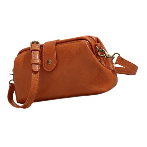 POPETPOP Vintage PU Crossbody Bag Damen Umhängetasche mit Verstellbarem Schultergurt Weiche Softshell Handtasche im Trendigen Muschel Design für Alltag und Freizeit von POPETPOP