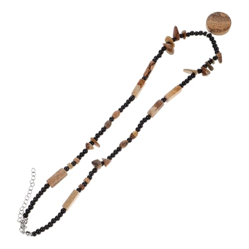 POPETPOP Vintage Perlen Choker Halskette Damen Boho Stil Kaffeebraun Schmuck für Frauen und Teenager Valentinstag Leichte Kette mit Unique Anhänger für Alltag und Fest von POPETPOP