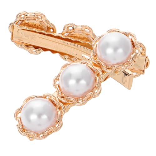 POPETPOP Vintage Perlen Haarspange Goldfarbene Duckbill Haarklammern für Damen Seitliche Clips für Dickes Haar Vielseitiger Haarschmuck für Braut und Alltag von POPETPOP
