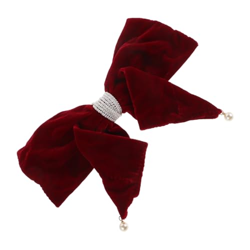 POPETPOP Vintage Perlen Haarspange mit Samt Schleife Starker durch Haarklammer Design Vielseitig Einsetzbar für Alltag und Festliche Anlässe Große Französische Haarklammer für Damen und von POPETPOP