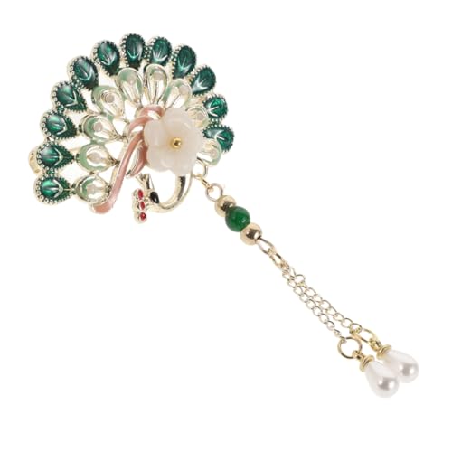 POPETPOP Vintage Pfau Brosche mit Perlen und Filigraner Vogel Anstecker mit Tassel Große Broschen für Damen Eleganter Schmuck für Geburtstag Party und Festliche Anlässe von POPETPOP