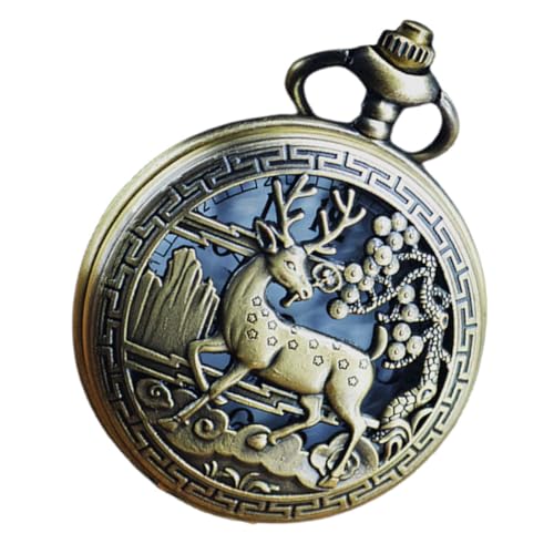 POPETPOP Vintage Taschenuhr Herren Damen Retro Gravur Hohle Blumenmuster Quarzuhr Leicht Kompakt Vintage Taschenuhren Kette Zubehör Antike Uhr für Ältere von POPETPOP