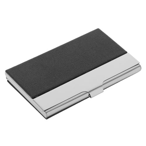 POPETPOP Visitenkartenetui Leicht mit Sicherem Verschluss für Business Reisen und Alltag Hoher Fassungsvermögen Tragbar für Kreditkarten und Visitenkarten Schwarzes Metall Kartenetui von POPETPOP