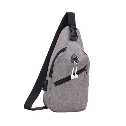POPETPOP Wasserdichte Herren Schultertasche Sportlicher Sling Bag mit USB Ladefunktion Mehrlagiger Brustbeutel für Handy Tablet Verstellbarer Gurt Leicht und Reißfest für Reisen und von POPETPOP