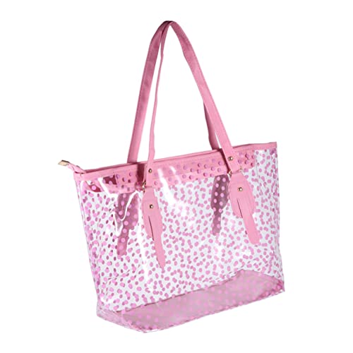 POPETPOP Wasserdichte PVC Strandtasche Damen Rundpunkt Muster Handtasche Leicht Robust Langlebig Für Strandurlaub Freizeit Alltag Geeignet von POPETPOP