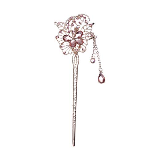 POPETPOP Weihnachten Haarschmuck Hairpin Strass-haarnadel Ghibli Sticker Haarstäbchen Mit Opalblüten Hochsteckfrisur Hair Accessories Magenta Stick Hanfu Fräulein Klassisch Lange Quasten von POPETPOP