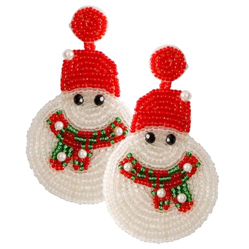 POPETPOP Weihnachtliche Ohrstecker Schneemann Design aus Gewebten Perlen Funkelnde Pflegeleichte Ohrringe Festlicher Schmuck für Damen und Weihnachtsfeiern von POPETPOP