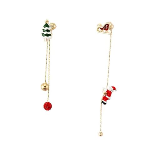 POPETPOP Weihnachts Ohrringe Damen Santa Claus und Weihnachtsbaum Anhänger Asymmetrische Quasten Ohrstecker Modischer Ohrschmuck für Festliche Weihnachtsfeier von POPETPOP